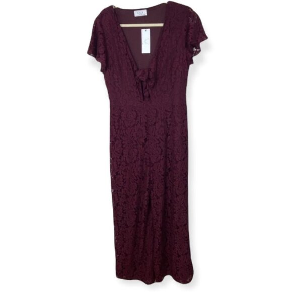 NWT Revolve Sage Label Love You Still Wine Jumpsuit Large Wie Leg Bohemian New L - Picture 3 of 11